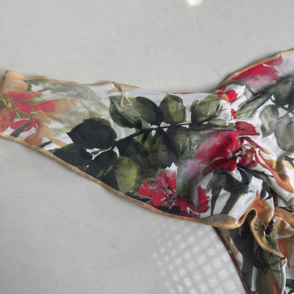 Boys + Arrows orange & green Hawaiian floral ribbed top Bikini vacation pool M/L - Picture 14 of 17